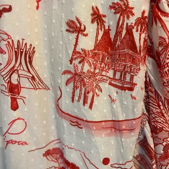 NWT FARM Rio One Red and Blue Dress wrap midi dress size L - Picture 4 of 7